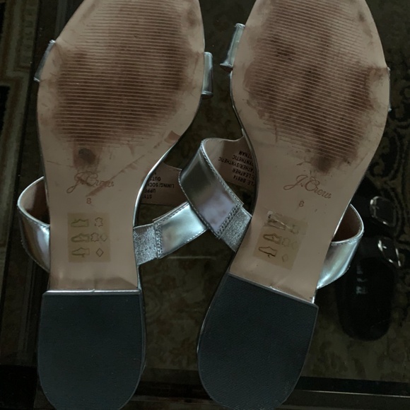 J Crew silver flat sandals with jewel feature - Picture 5 of 6
